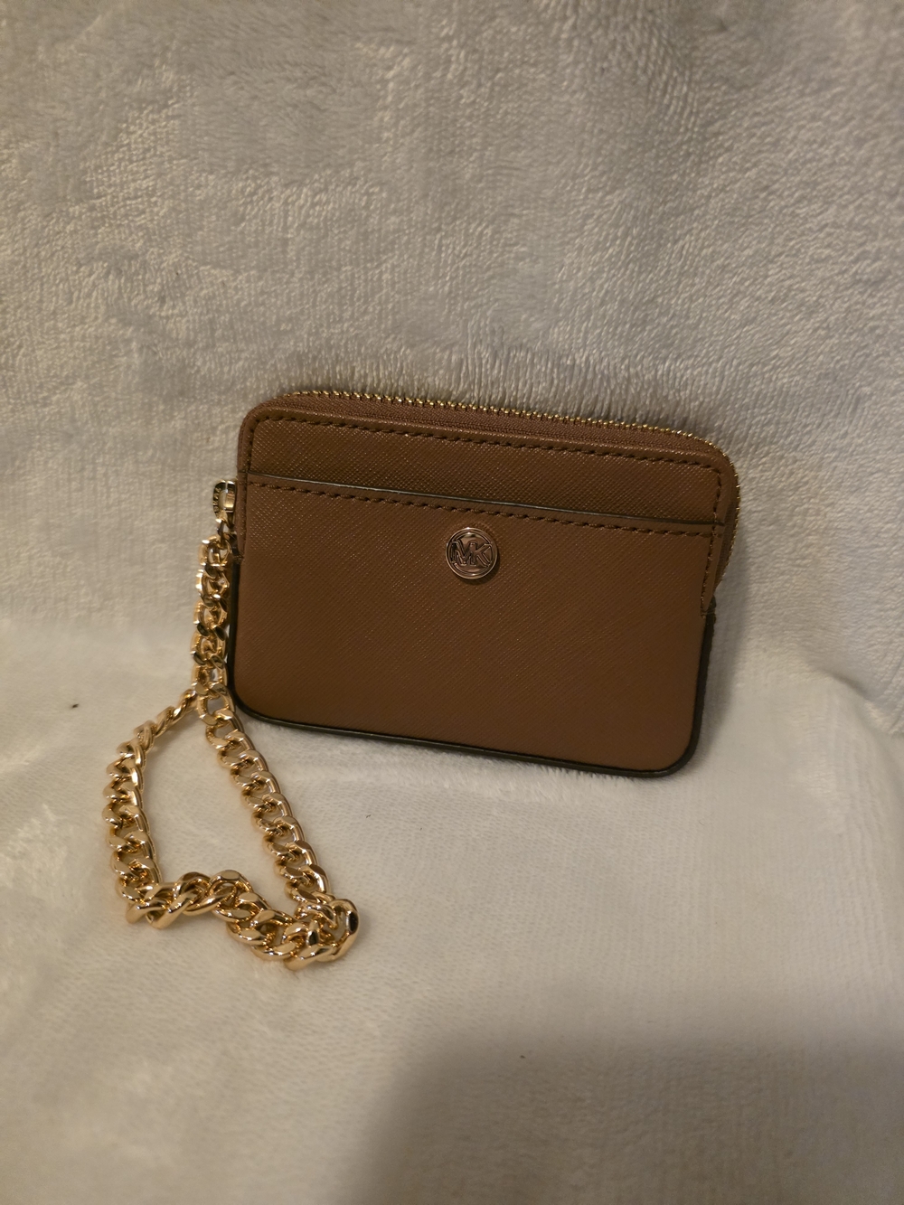 Michael Kors Brown Saffiano Leather Card Case Wristlet
